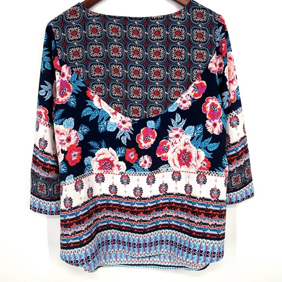 Fig and & Flower Plus Size 1X Floral Bohemian Blouse Shirt Top - Picture 8 of 8